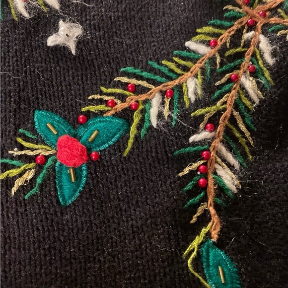 VTG Bobbie Brooks Cardigan Sweater Vest Christmas Cardinal Evergreen Size XL - Picture 7 of 11